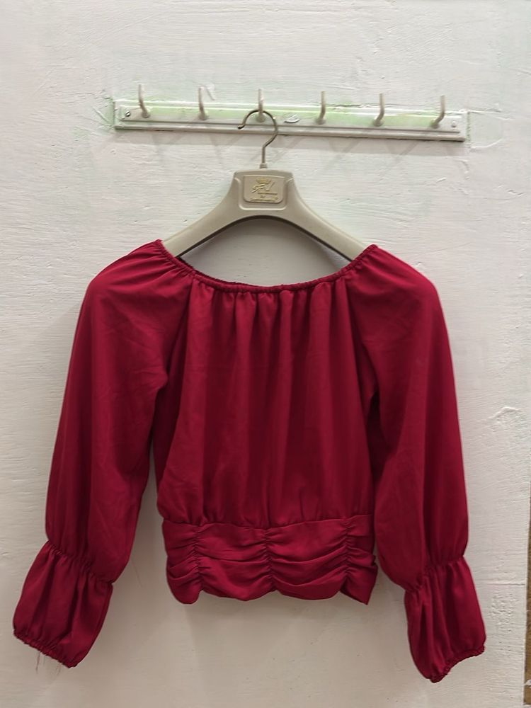 Red Long Sleeve Top