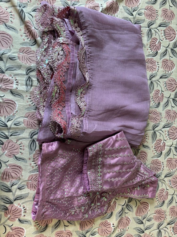 Lavender Embellished Saree