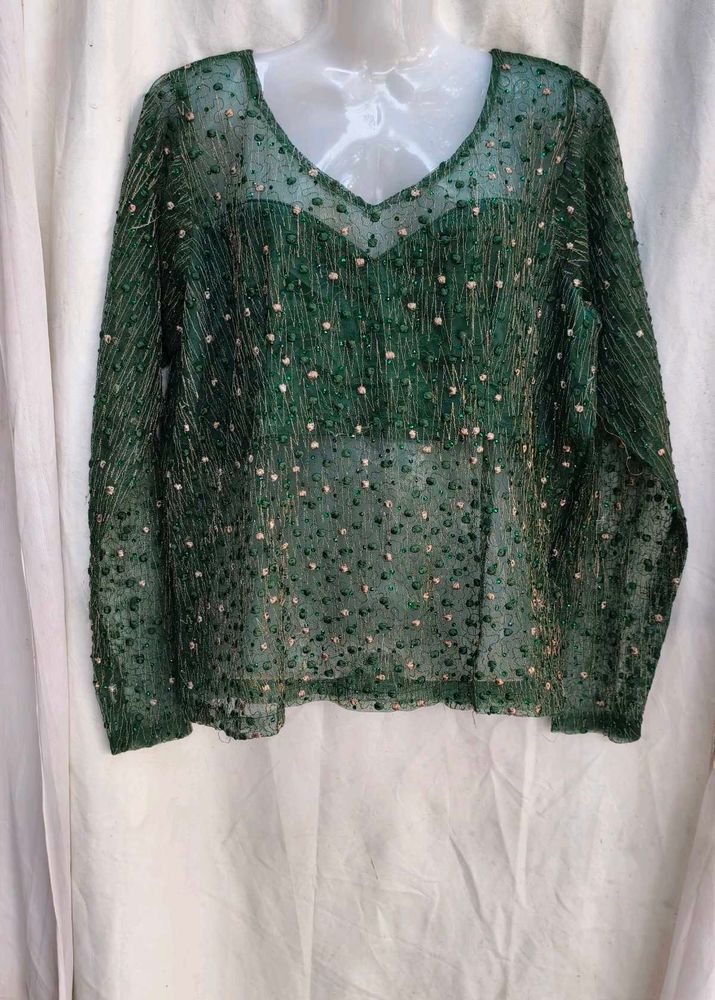 I. Green Embellished Top