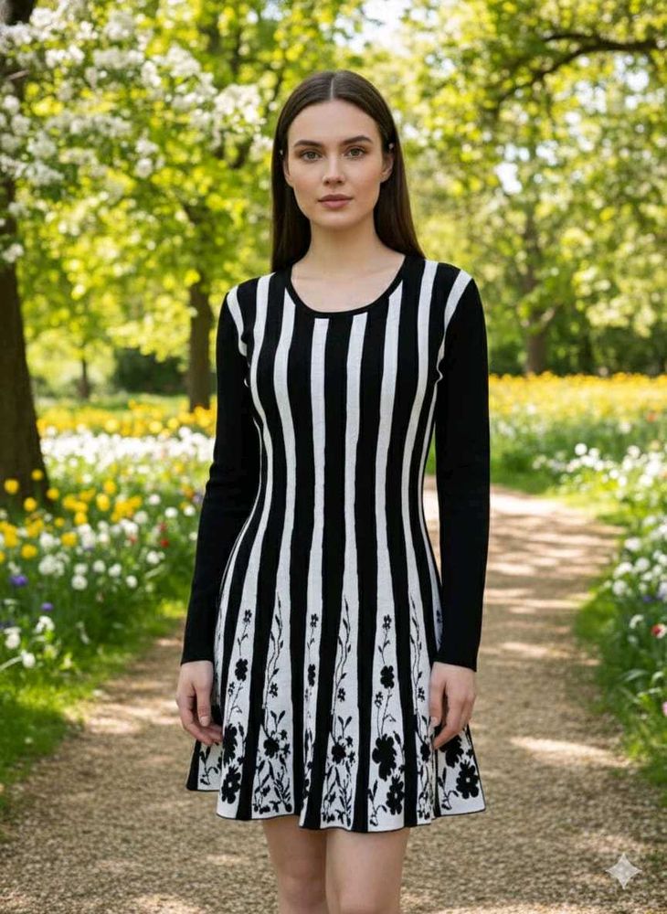 Chic Striped Fit &amp; Flare Dress