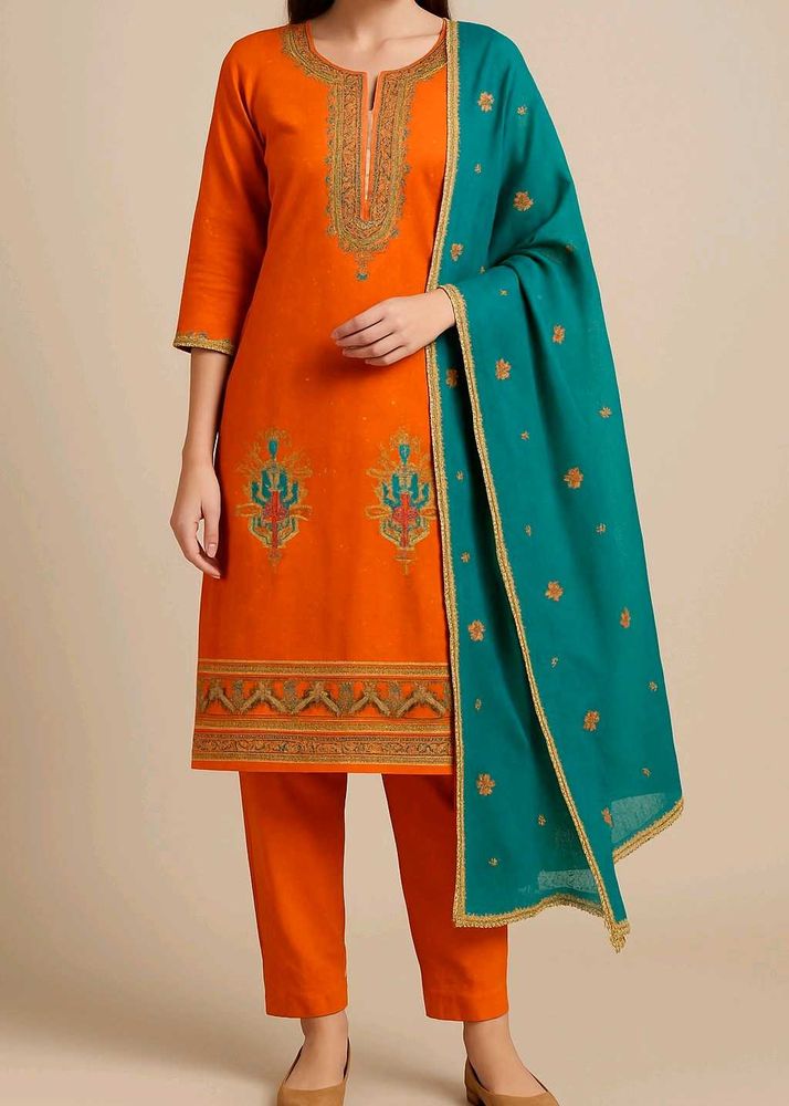 Embroided Suit With Embroidery Duppta