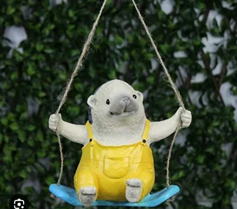 Polyresin Cute Hedgehog on Swing Decor for Garden