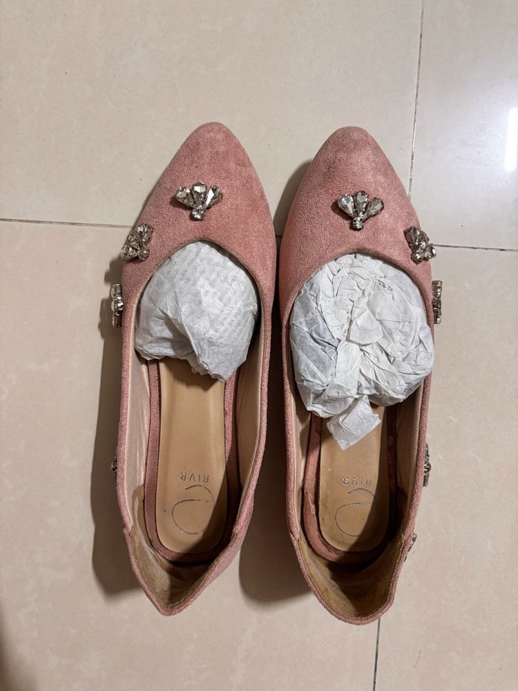 Pink Embellished Ballerinas