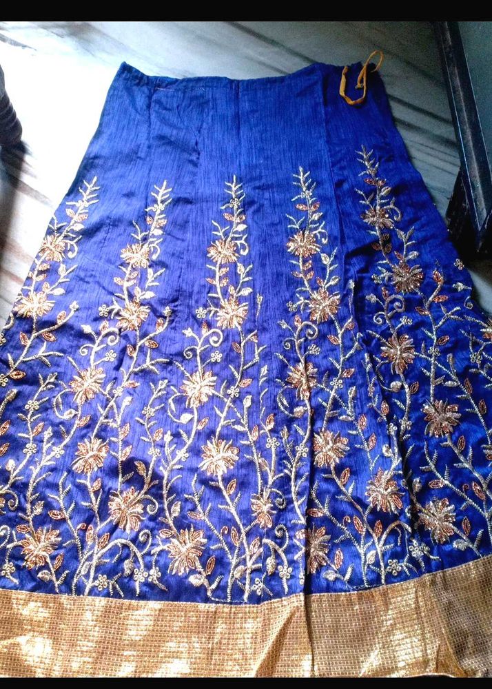 Blue Embroidered Lehenga Skirt