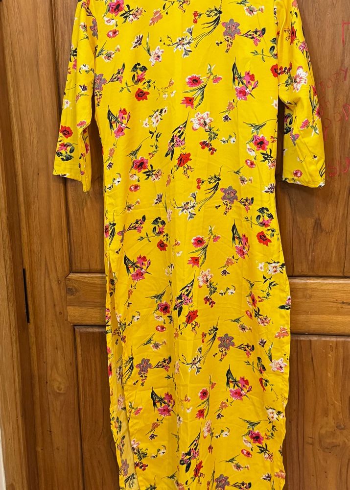 Floral Yellow Kurti
