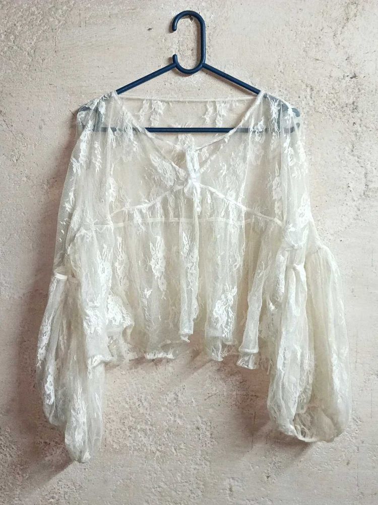 Oversized See-through Fashion Crop Top Sheer