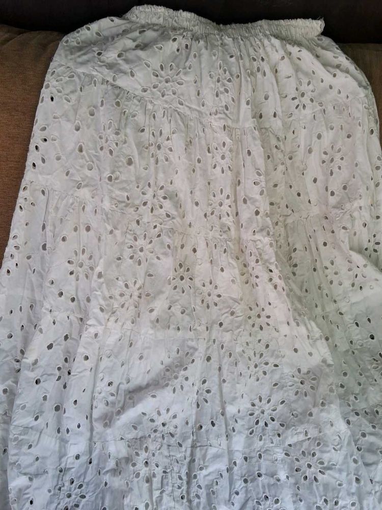 White Eyelet Maxi Skirt