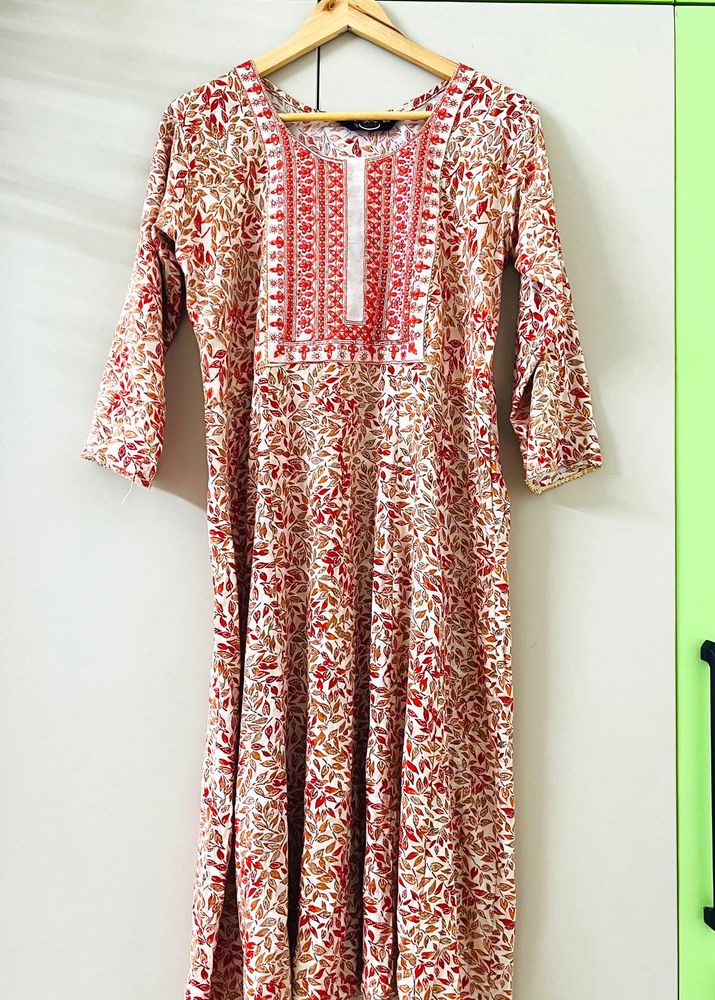 Floral Orange Print Kurta