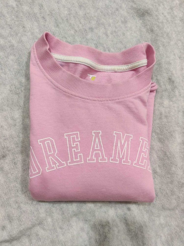 Pink Graphic Crop Sweatshirt | Relaxed Fit
