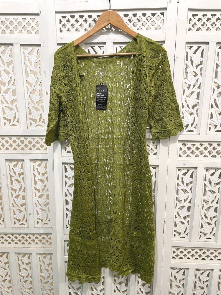 🏷️New With Tag Boho Green Crochet Dress A