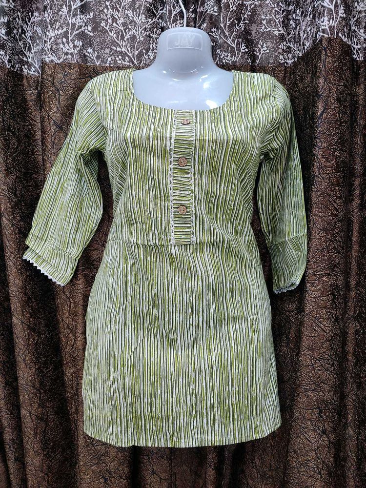 Green Printed Short Kurti