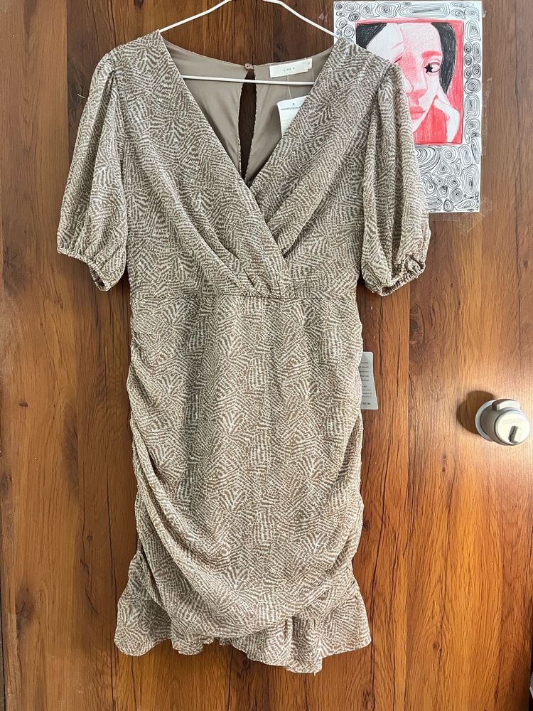 LOFT Ruched V-Neck Dress