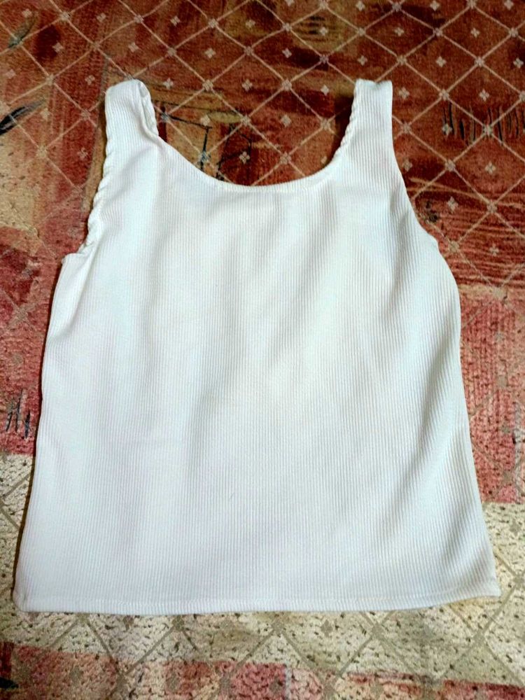 Basic White Ribbed Tank Top | Stretchable