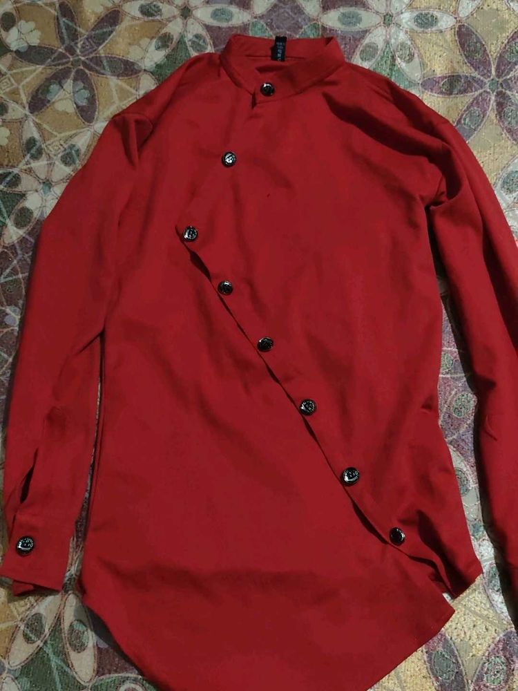 Red Button-Down Shirt