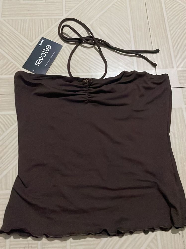 Revolte Brown Halter Top