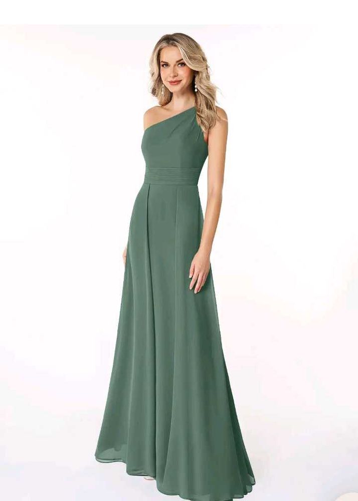 Elegant Green One-Shoulder Azazie Gown(A8)
