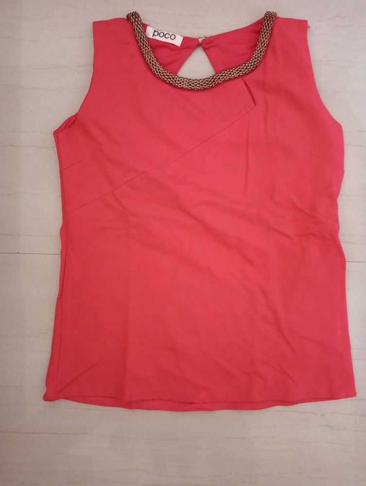 Pink Color Sleeve Less Top