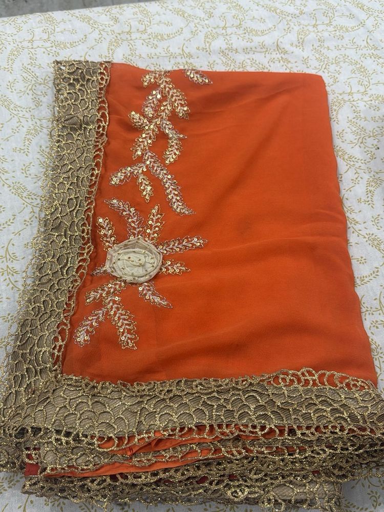 Elegant Orange Red Saree