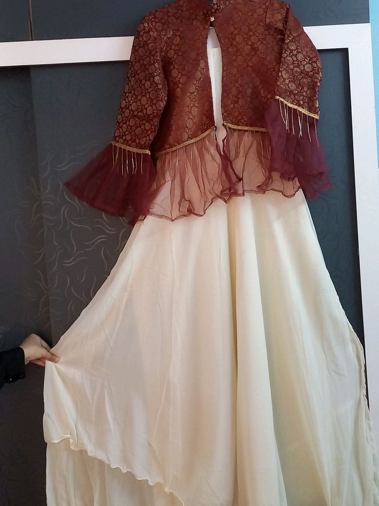 Umbrella Gown With Banarasi Koti