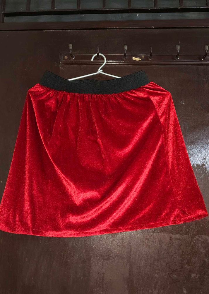Red Velvet Mini Skirt