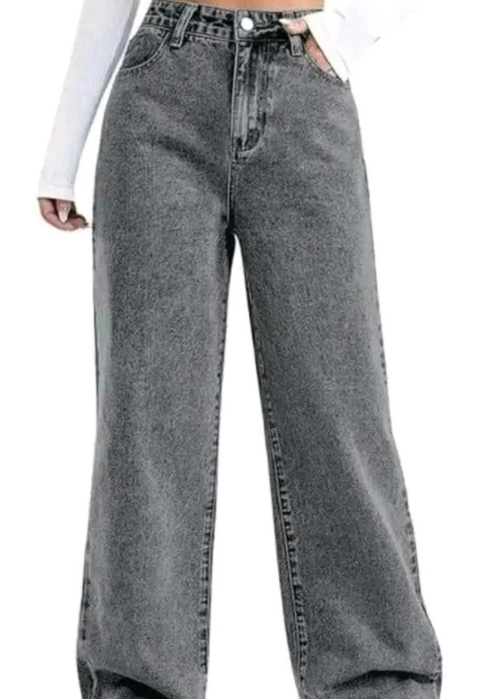 Grey Wide Leg Jeans