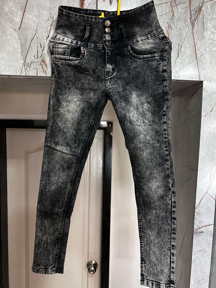 High Waist - Slim Fit - Charcoal Jeans