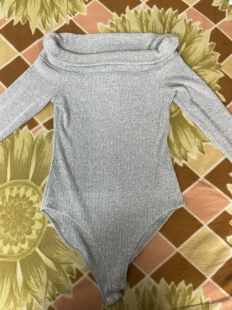 Gray Long Sleeve Bodysuit
