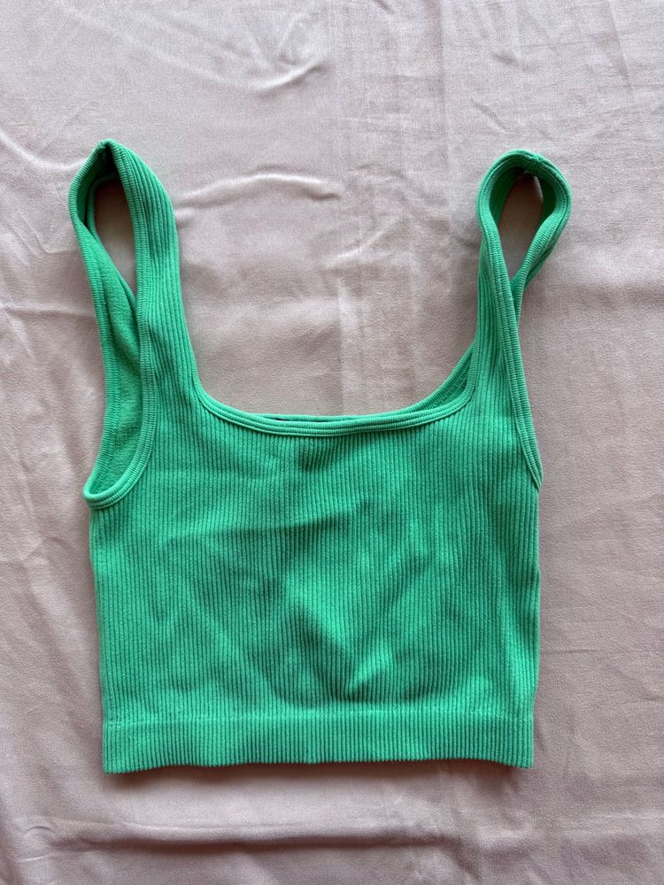 Green Ribbed Tank Top