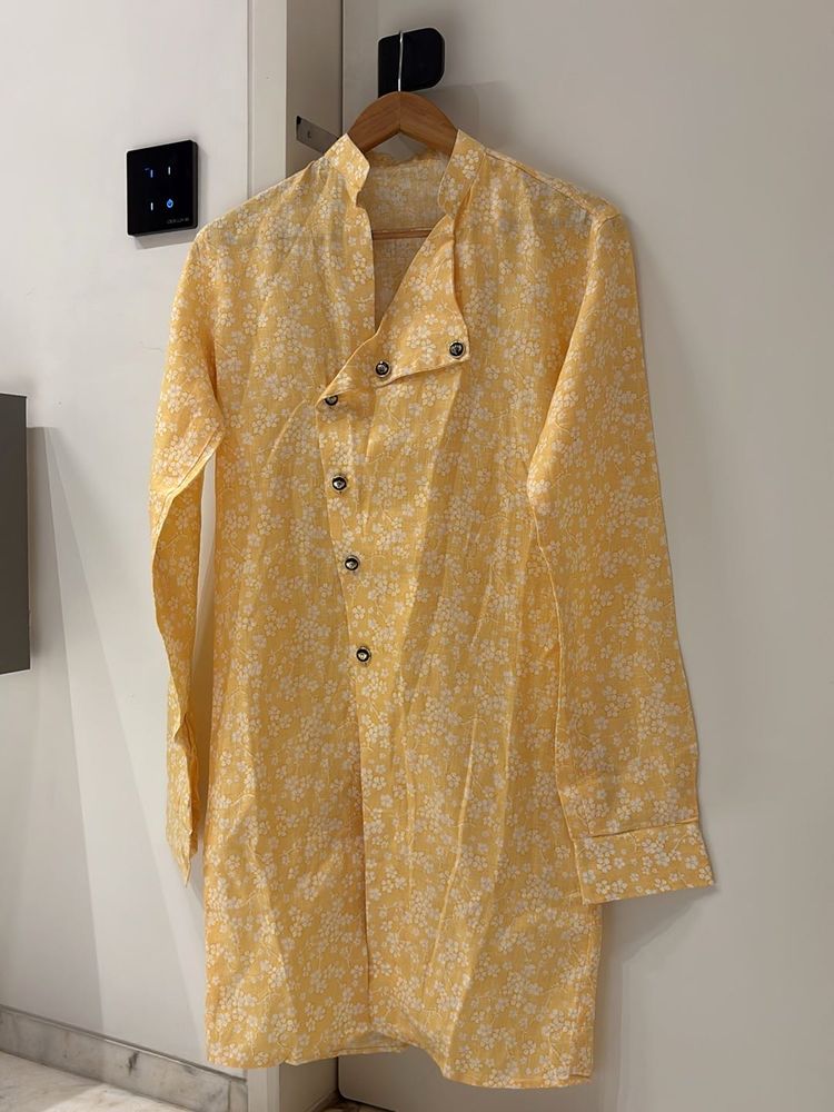 Floral Print Yellow Kurta