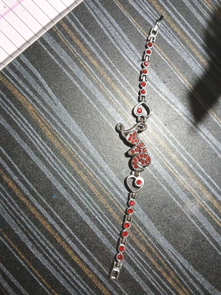 &#34;Crimson Love Heart Charm Bracelet&#34;
