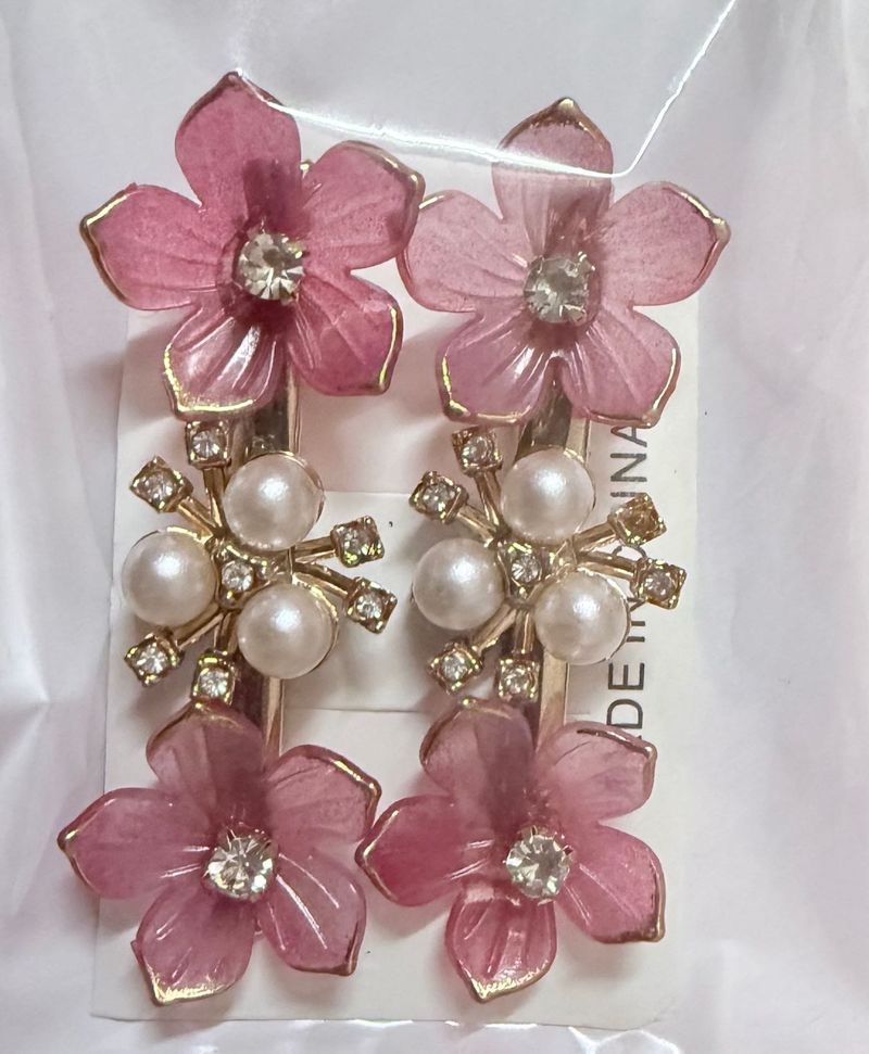 2- Floral Hair Clip Set