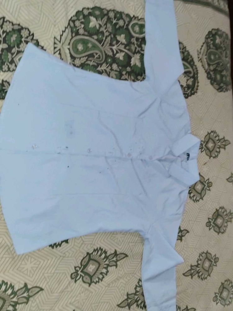 White Long Sleeve Button-Down Shirt