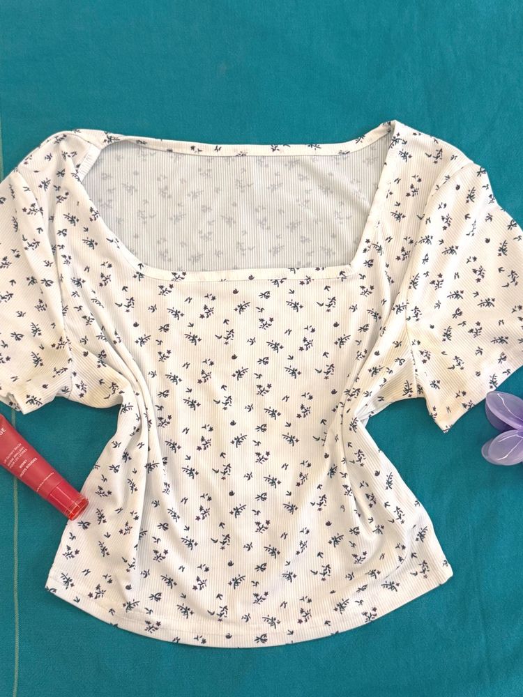 Floral Square Neck Top From Savana