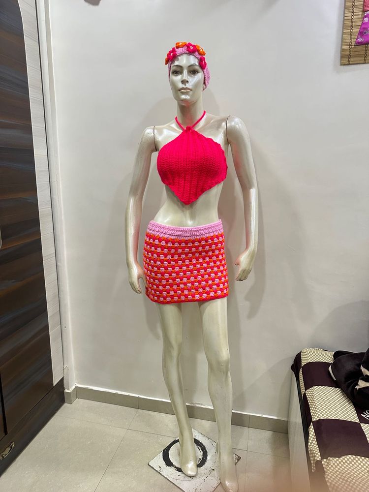 Crochet Halter Top and Skirt Set