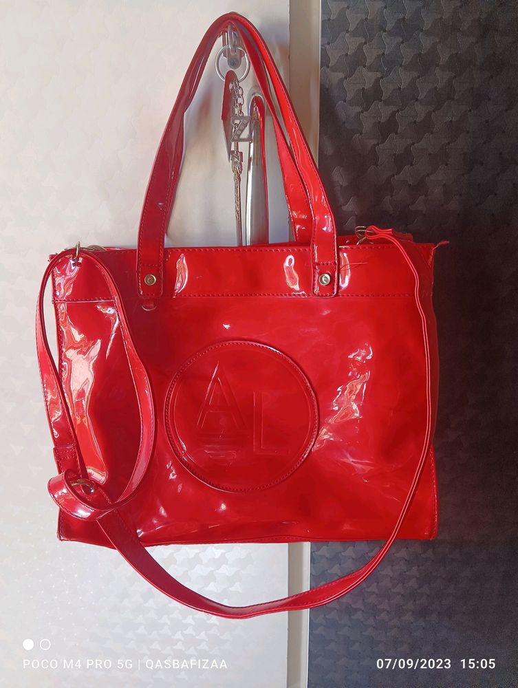 Red Patent Leather Tote Bag