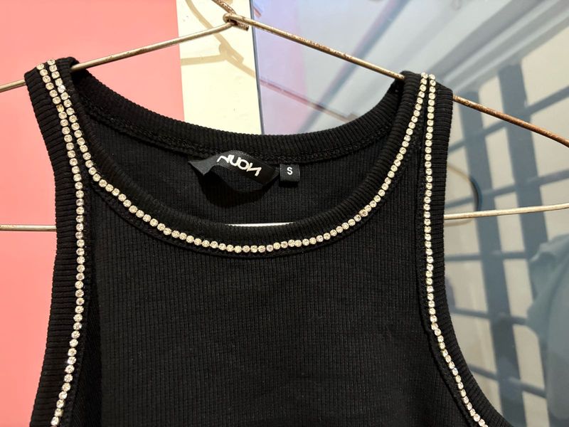 NBD Black Embellished Tank Top