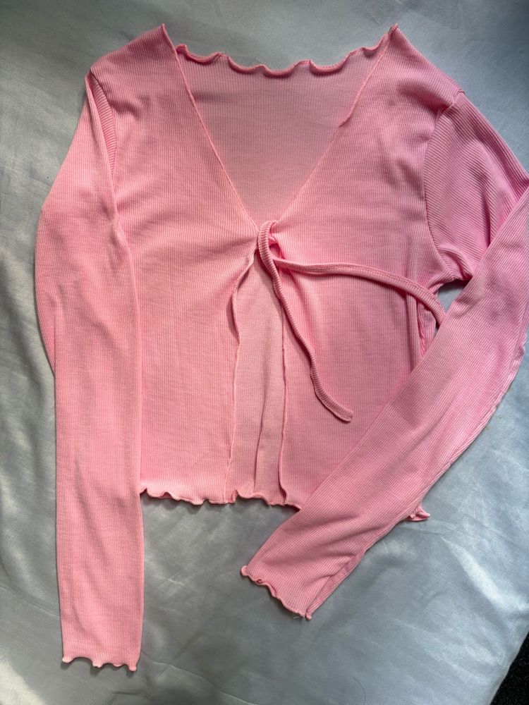 Pink Tie-Front Top