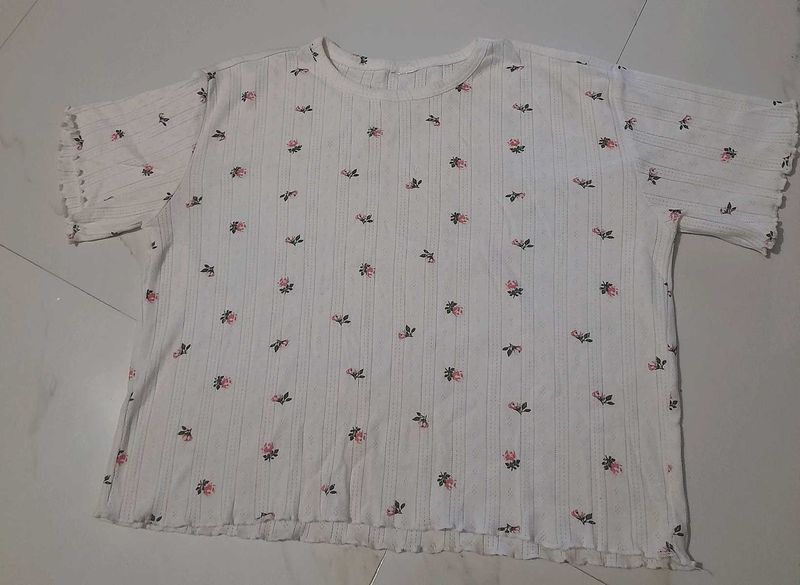 Floral Print White Top