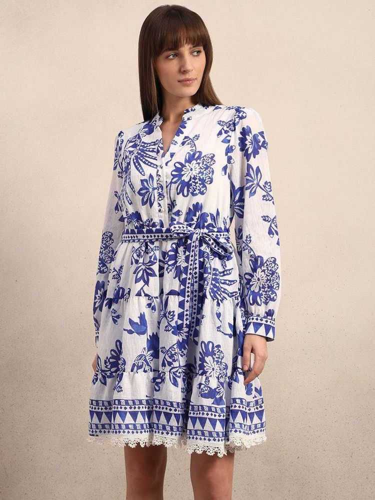 FLORAL TIERED MINI DRESS