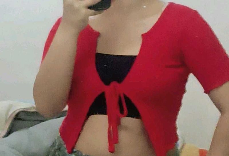 Red Cute Tie Top