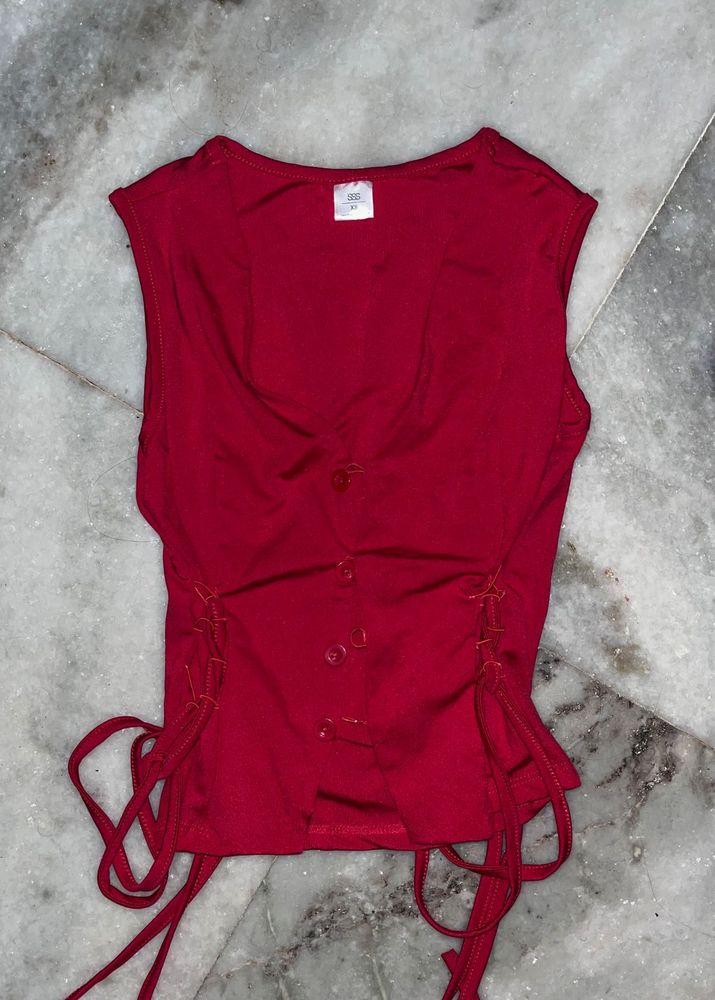 Corset Red Sleeveless Top