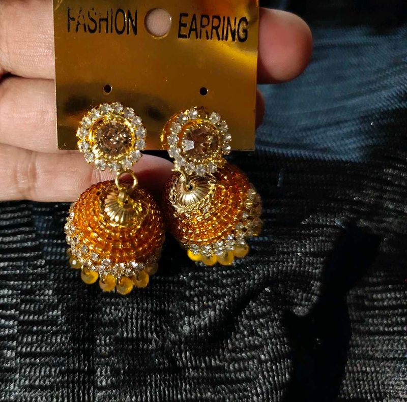 Gold Jhumka Earrings