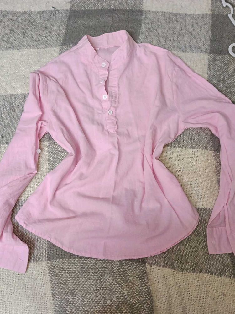 Pink Button-Down Blouse