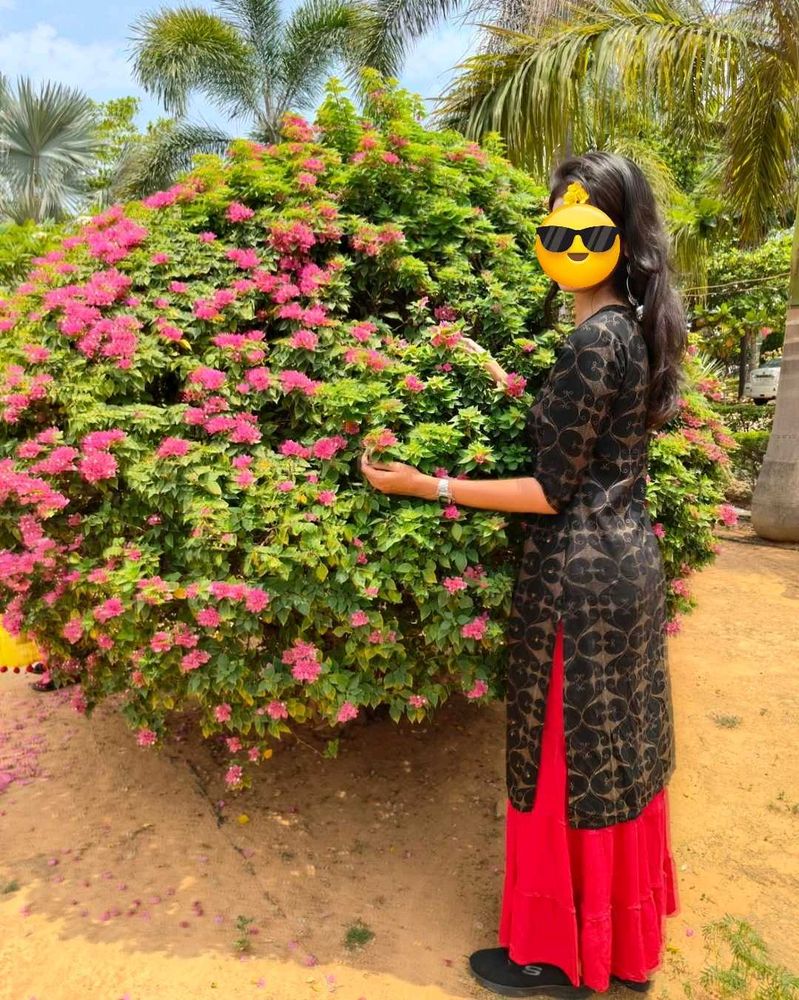 Black Kurta &amp; Red Sharara Set