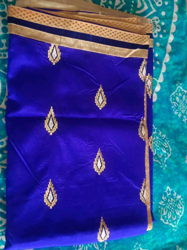 Elegant Blue Embroidered Fabric