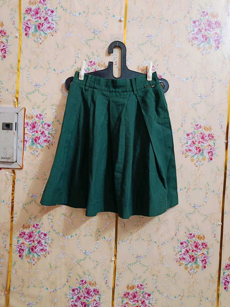 Green Pleated Skirt