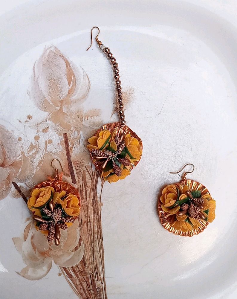Haldi Earings And Mangtika