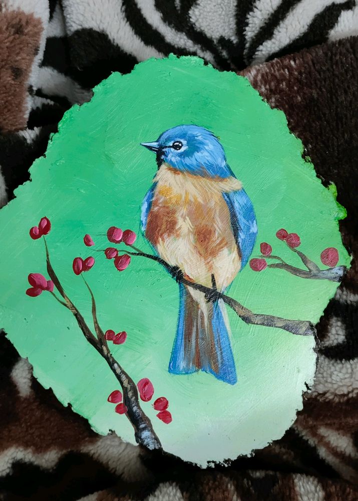 Hand Painted Birds Wood Slices Are Available For Sell