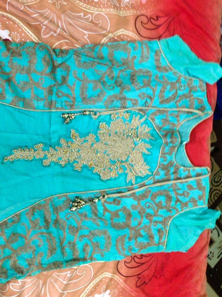 Teal Embroidered Kurta