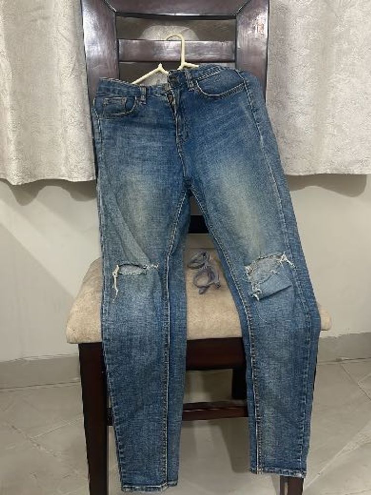 Ripped Knee Denim Jeans